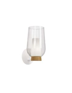 Aplique de pared Nora de cristal 1 Luz E27 - blanco/madera