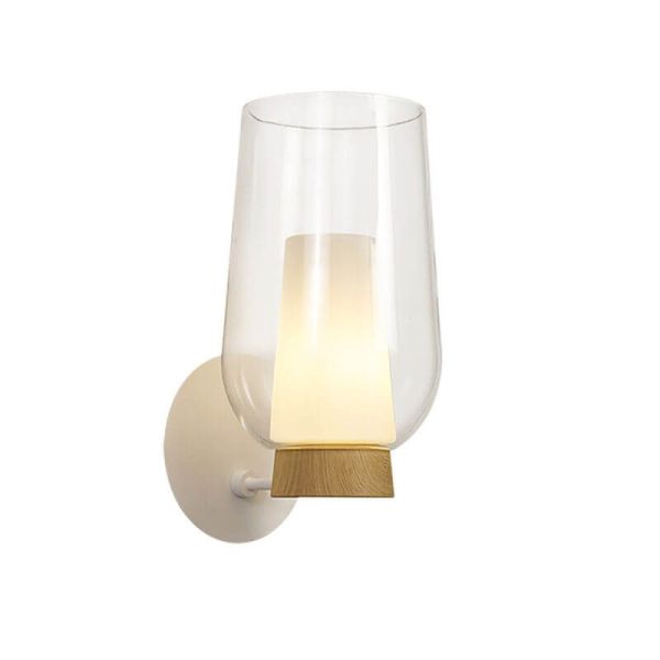 Aplique de pared Nora de cristal 1 Luz E27 - blanco/madera luz