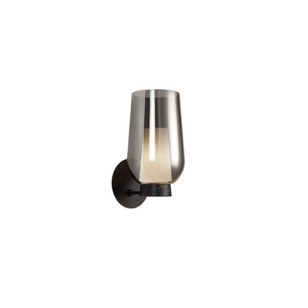 Aplique de vidro Nora 1 Light E27 - preto/mármore