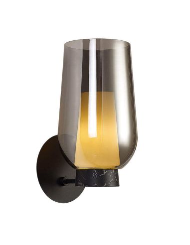 Aplique de vidro Nora 1 light E27 - mármore preto/claro