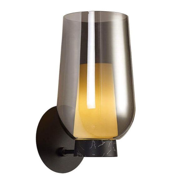 Aplique de pared Nora de cristal 1 Luz E27 - negro/mármol luz