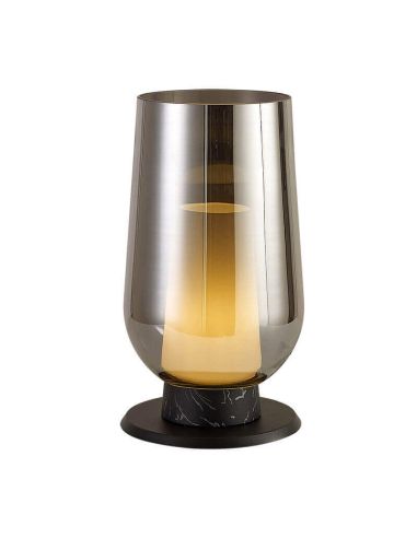 Lampe à poser en cristal Nora el Champ 1 lumière E27 Ø18 cm - noir/marbre clair