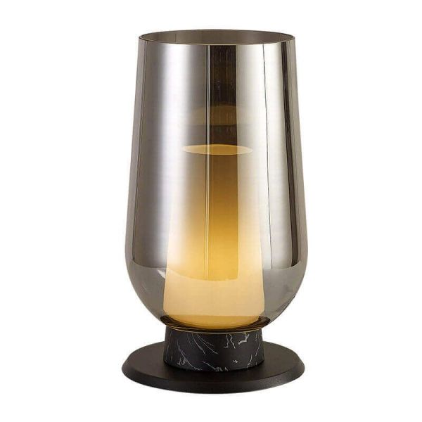 Lampe à poser en cristal Nora el Champ 1 lumière E27 Ø18 cm - noir/marbre clair