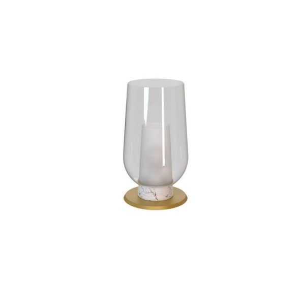 Lámpara de Sobremesa de cristal Nora el Champ 1 Luz E27 Ø18 cm - oro/blanco