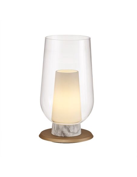 Lámpara de Sobremesa de cristal Nora el Champ 1 Luz E27 Ø18 cm - oro/blanco luz