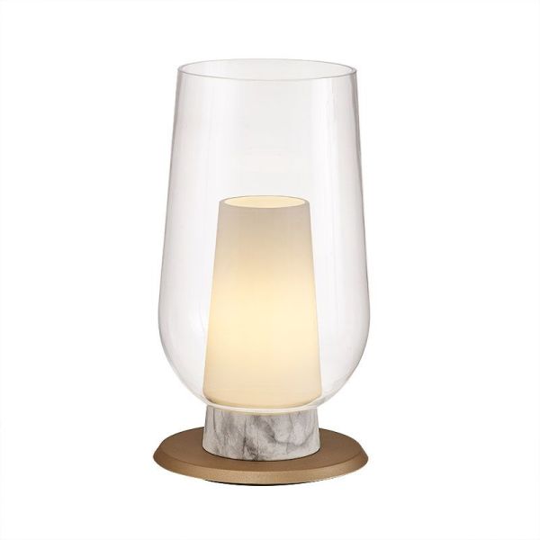 Lámpara de Sobremesa de cristal Nora el Champ 1 Luz E27 Ø18 cm - oro/blanco luz