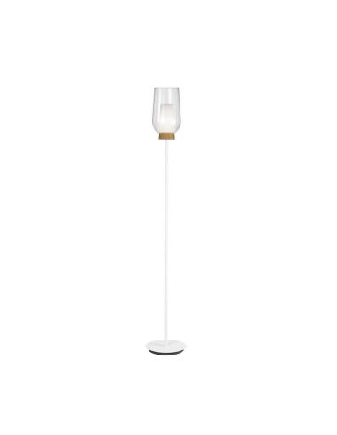 Lámpara de pie de cristal Nora el Champ - blanco/madera