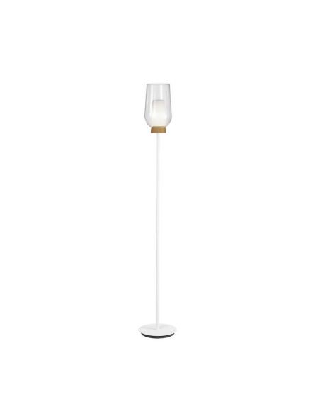 Lámpara de pie de cristal Nora el Champ - blanco/madera