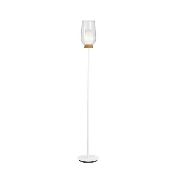 Lámpara de pie de cristal Nora el Champ - blanco/madera