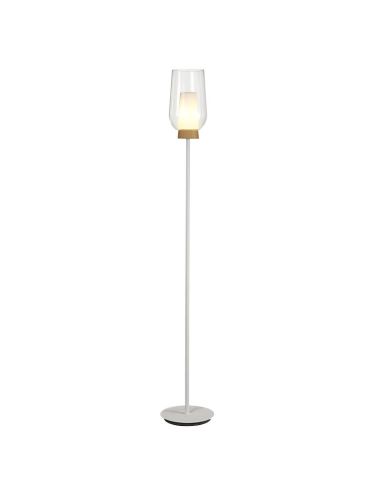 Lámpara de pie de cristal Nora el Champ - blanco/madera luz