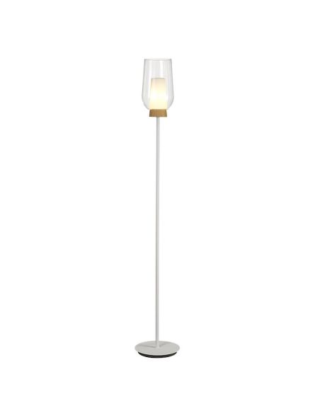 Lámpara de pie de cristal Nora el Champ - blanco/madera luz