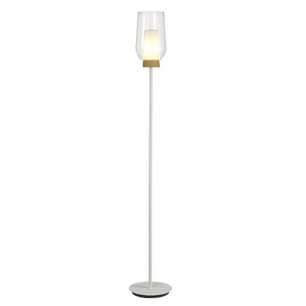 Lámpara de pie de cristal Nora el Champ - blanco/madera luz