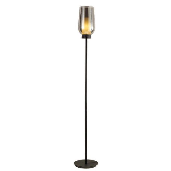 Lámpara de pie de cristal Nora el Champ - negro/mármol luz