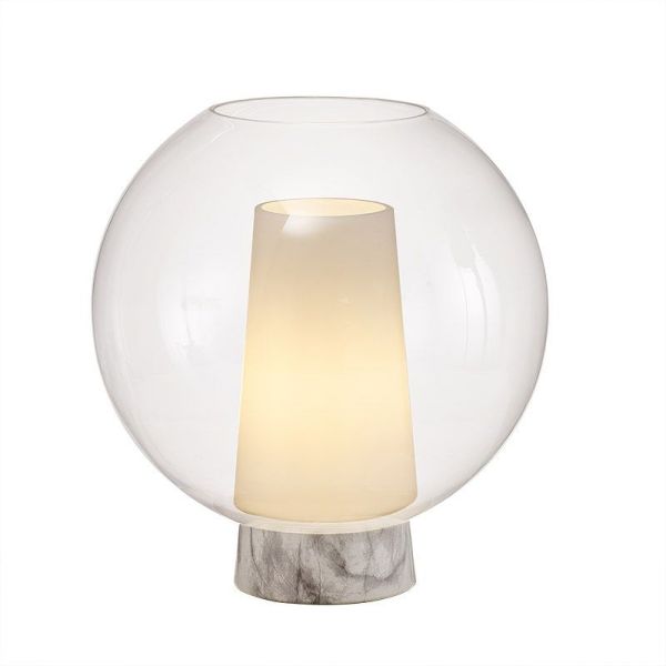 Lámpara de Sobremesa de cristal Nora bola de cristal ø25  - oro/blanco luz