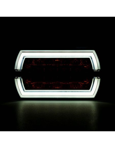 Farol retangular de LED com luz de posição neon e pisca A 1 CleoFront 12V 24V LZD 2789 | leonleds