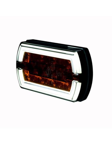Farol retangular de LED com luz de posição neon e pisca A 1 CleoFront 12V 24V LZD 2789 | leonleds