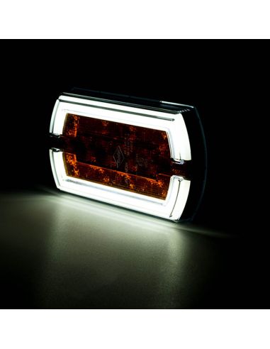 Farol retangular de LED com luz de posição neon e pisca A 1 CleoFront 12V 24V LZD 2789 | leonleds