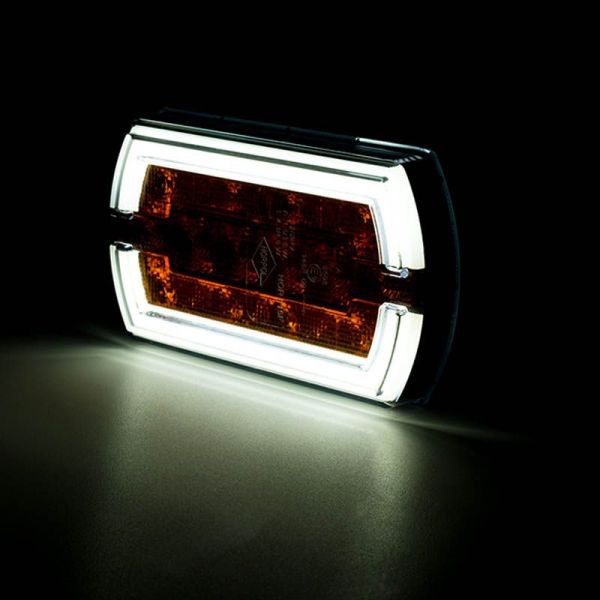 Faro Delantero LED rectangular con Luz de Posición Neon e Intermitente A 1 CleoFront 12V 24V LZD 2789 | LeonLeds