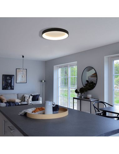 Plafón LED Niseko circular negro 3000k ambiente