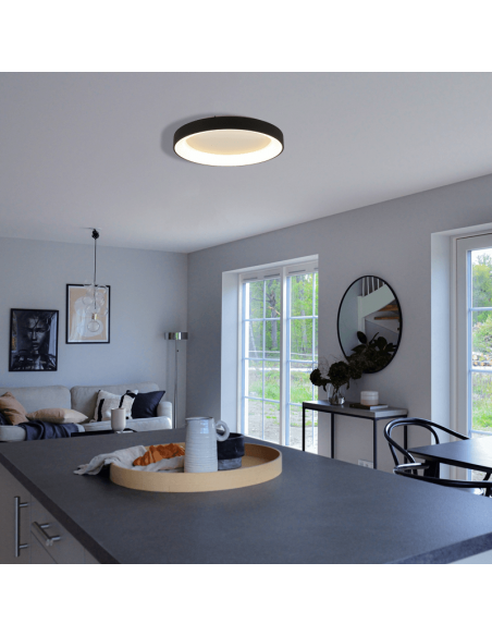 Plafón LED Niseko circular negro 3000k ambiente