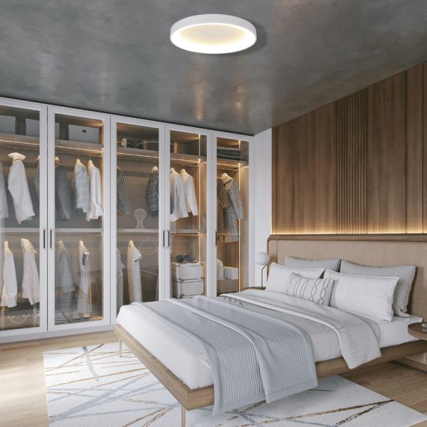 Plafón LED circular blanco Niseko ambiente