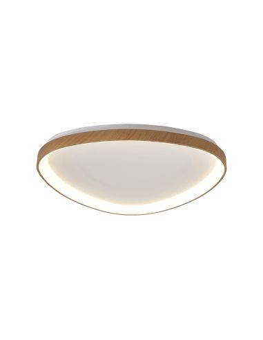 Plafonnier LED triangulaire Niseko avec grande finition bois