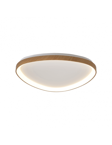 Plafón LED Niseko triangular con acabado madera grande