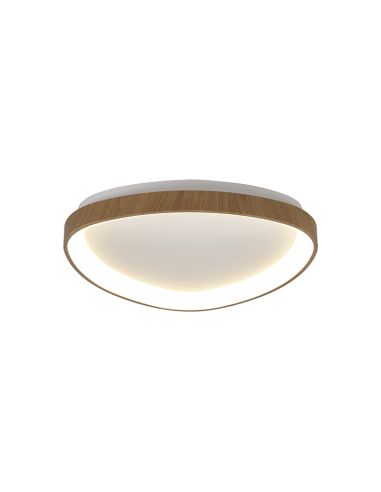 Plafón LED Niseko triangular con acabado madera pequeño