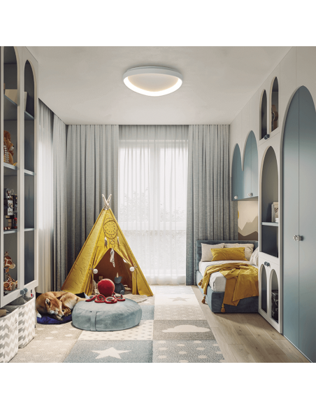 Luminária de teto LED branca Niseko, triangular, branco ambiente