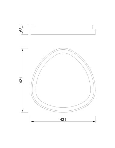 Plafonnier LED triangulaire blanc Niseko, grand blanc, dimensions
