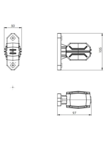 Dimensões Medidor LED curto Dragão Flexível 3 Luzes 12V 24V SM1 AM RM1 Horpol | leonleds