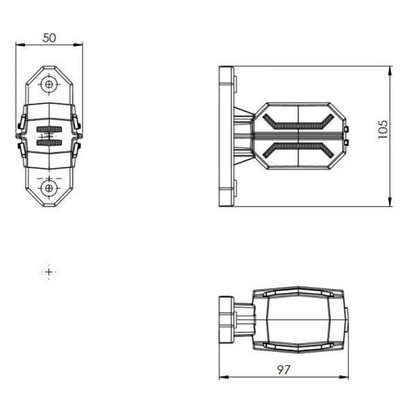 Dimensões Medidor LED curto Dragão Flexível 3 Luzes 12V 24V SM1 AM RM1 Horpol | leonleds