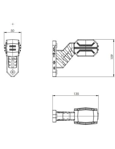 Dimensiones Galibo LED Flexible Dragon 3 Luces 12V 24V SM1 AM RM1 LD 3063 3064 Horpol | LeonLeds