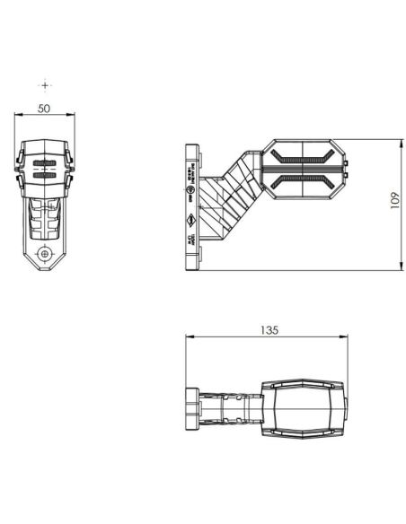 Dimensiones Galibo LED Flexible Dragon 3 Luces 12V 24V SM1 AM RM1 LD 3063 3064 Horpol | LeonLeds