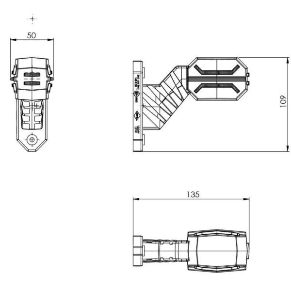 Dimensiones Galibo LED Flexible Dragon 3 Luces 12V 24V SM1 AM RM1 LD 3063 3064 Horpol | LeonLeds