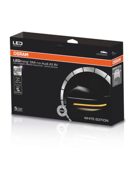 Pisca-pisca LED dinâmico para espelho com acabamento em Branco LEDriving® LEDDMI 8V0 WT S Conjunto de 2 aprovados. Audi A3 8V| l