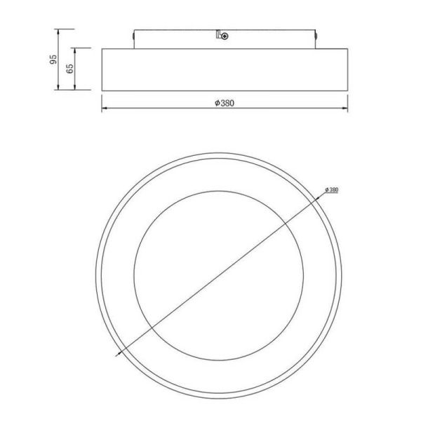 Luminária de teto LED redonda dourada Niseko II com controle remoto, regulável 2700K-5000K Ø 38 cm dimensões