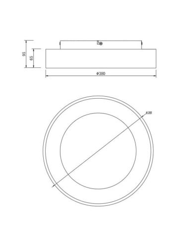 Plafón LED redondo Niseko II acabado madera con mando, regulable 2700K-5000K Ø 38 cm medidas