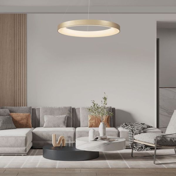 Lámpara colgante LED moderna Niseko II oro, con mando regulable Ø 90-65-50-38 cm ambiente