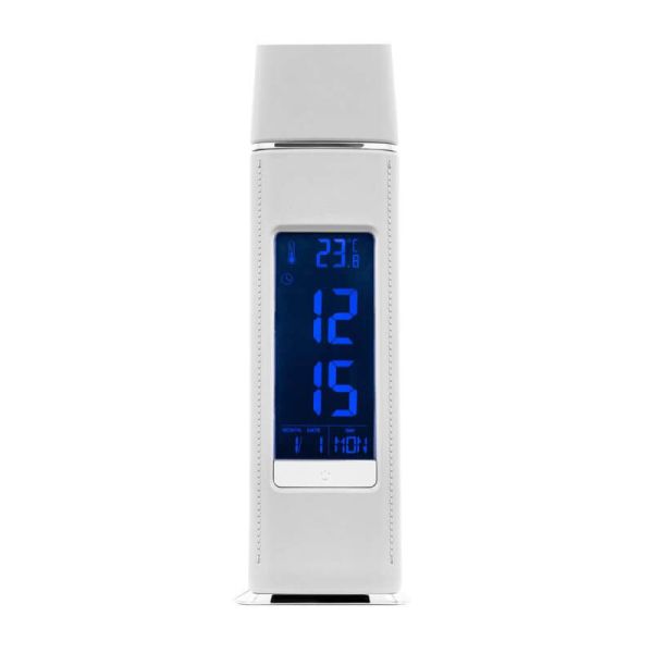 Flexo de mesa LED Cognoli de cuero blanco con reloj 97915 Eglo | LeonLeds