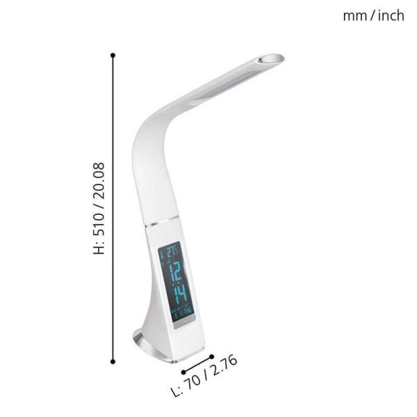 Flexo de mesa LED Cognoli de cuero blanco con reloj 97915 Eglo | LeonLeds