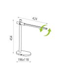 Medidas Flexo de sobremesa LED Laysan Antracita 10W 650Lm Color de luz regulable desde 2.800K hasta 6.500K ACB | LeonLeds