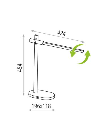 Medidas Candeeiro de mesa LED Laysan Antracite 10W 650Lm Cor da luz ajustável de 2.800K a 6.500K ACB | leonleds