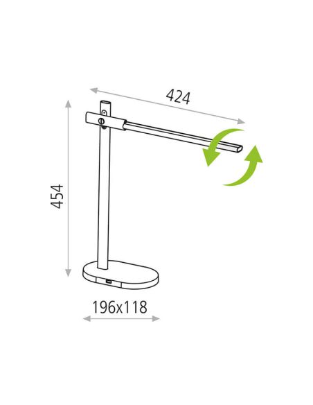 Medidas Flexo de sobremesa LED Laysan Antracita 10W 650Lm Color de luz regulable desde 2.800K hasta 6.500K ACB | LeonLeds