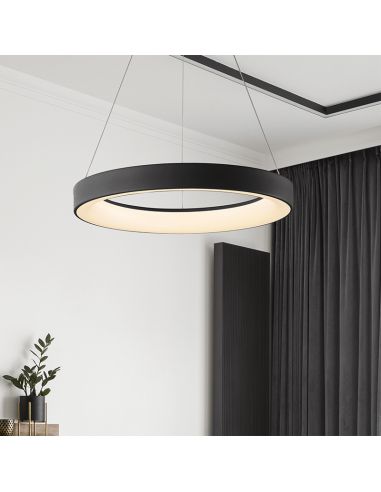 Lámpara colgante LED Niseko II negra con mando, regulable Ø 90-65-50-38 cm ambiente