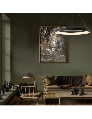 Lámpara colgante LED Niseko II negra con mando, regulable Ø 65 cm ambiente