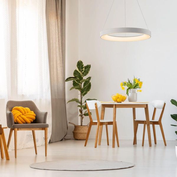 Lampe suspension LED blanche Niseko II avec télécommande, dimmable Ø 38 cm d'ambiance