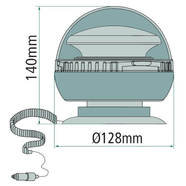 Dimensões Bateria magnética recarregável NR65 TA1 Farol LED com cabo de isqueiro | leonleds