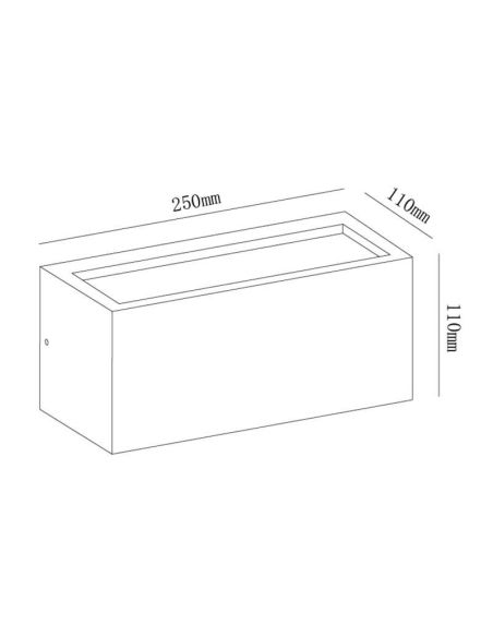 Medidas Aplique para exterior moderno con forma rectangular Utah IP65 8352 Mantra | LeonLeds