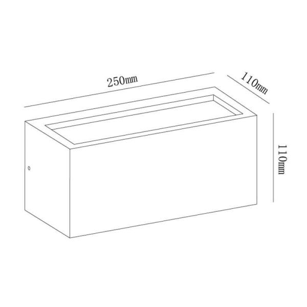 Dimensions Applique d'extérieur moderne de forme rectangulaire Utah IP65 8352 Mantra | LéonLeds